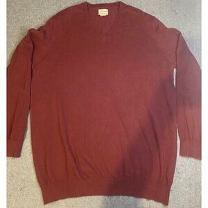 L.L. BEAN Men's X-LARGE TALL long Sleeve CASHMERE/COTTON SWEATER maroon RED plum